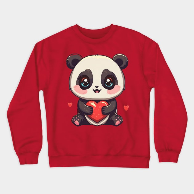 Panda bear with its hearts Crewneck Sweatshirt by culturageek